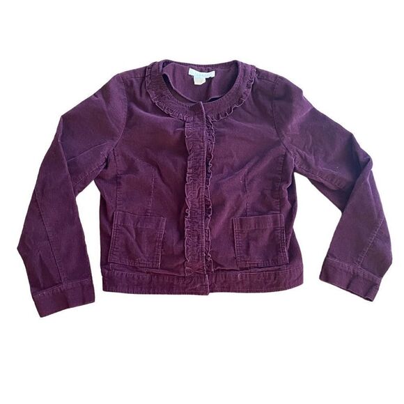 Sandro Corduroy Ruffle Jacket Medium Burgundy Wine - Picture 1 of 4